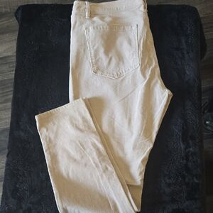 LOFT Cream Skinny Jeans with Distressed Details